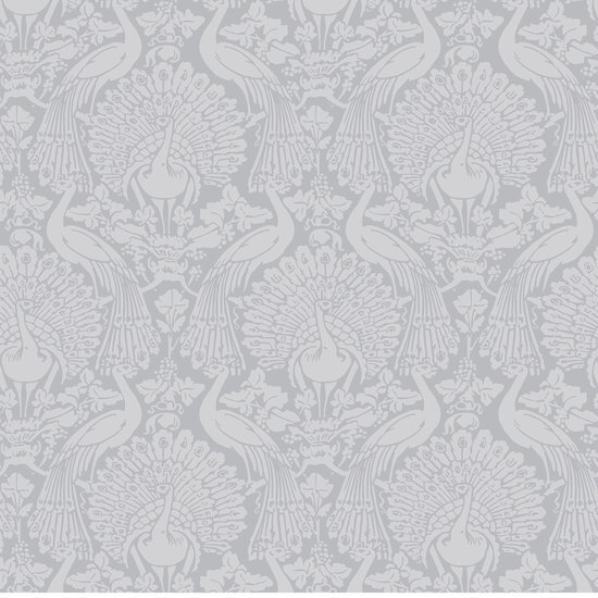 Laura Ashley - Vliesbehang - Peacock Damask Pale Slate - 10mx52cm