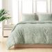 TRANKIELO® - Ensemble de literie 200x200 cm avec 2 taies d'oreiller – Microfibre avec fermeture éclair, motif floral vert sauge moderne