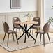 Essgro Essgroep - Table à manger en bois massif avec 4 chaises de salle à manger - Chaises rembourrées - Cadre en métal - Style minimaliste-moderne - Marron