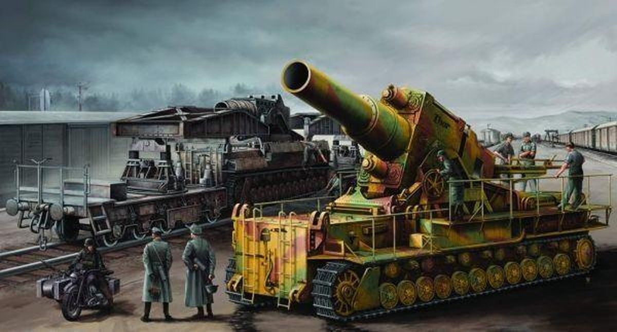 Trumpeter Morser Karl-Gerat 040/041 op railway transport 1:35