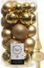 Decoris Kerstballen 30x stuks - Goud 4/5/6 cm Kunststof Mat/Glans/Glitter Mix en Glans Glas Piek 26 cm