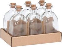 Merkloos Glazen flesjes met kurk dop - 6x stuks - transparant - glas - 250 ml