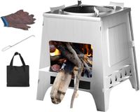Merkloos / Sans marque Wan GmbH Buiten Houtkachel - Wandelkachel Outdoor - Kamperen Koken - Afneembare Brander - 30x23cm - Zilver