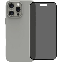 BlueBuilt Back Cover iPhone 16 Pro Max Grijs + Privacy Filter Screenprotector Glas