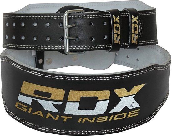 RDX Sports Gym Lederen Gewichtenhef Riem - XL - Zwart/Wit/Geel