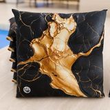 PETTI Artigiani Italiani - Zitkussen voor keukenstoelen, set van 6, zwart marmereffect, 40 x 40 cm