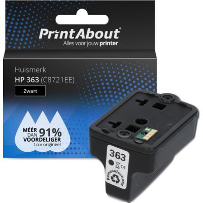 PrintAbout Huismerk - HP 363 (C8721EE) - Zwart - Compatibel
