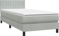 vidaXL Boxspring met matras fluweel lichtgrijs 80x220 cm