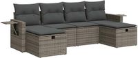vidaXL 6-delige Loungeset met Kussens, Poly Rattan, Grijs