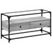Meuble TV avec plateau en verre 98x35x51 cm bois travaillé gris sonoma