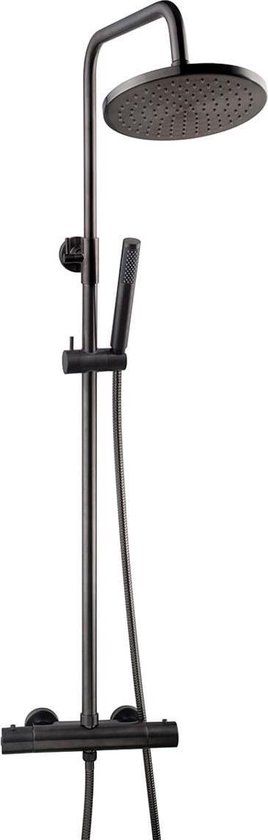 Wiesbaden Caral Regendouche - Gun Metal - Thermostatisch - Met Handdouche