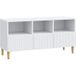 Maison Exclusive Meuble TV exclusif - Étagère TV avec tiroirs, blanc, 102 x 34,5 x 50 cm, en panneaux de particules