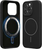 kwmobile Apple iPhone 15 Pro Hoesje met siliconen randen en magnetische achterkant compatibel met MagSafe, zwart