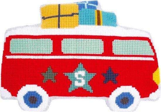 Vervaco Kruissteekvormkussen kit - Op vakantie met bus - PN-0150422