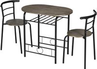 HOMCOM Set de salle à manger, table de cuisine avec 2 chaises, table de cuisine avec compartiment de rangement, noir