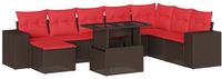 vidaXL 9-delige dining loungeset met kussens, bruin, polyrotan