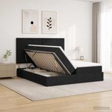 vidaXL Opbergbed met hoofdeinde met opslag Zwart 200 x 200 cm Stof