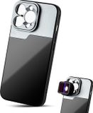 MOJOGEAR 17mm lens case voor iPhone 13 Pro – Schroefdraad voor macrolens, telelens, anamorphic lens of DOF-adapter – Stevig hoesje – Zwart/Grijs