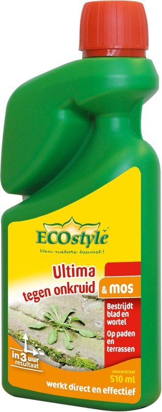 ECOSTYLE Ultima onkruid & mos -bestrijdt wortel en blad - concentraat 510 ml Tegen onkruid & mos op paden en terassen