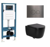 QeramiQ Dely Swirl Toiletset - Hangend toilet - Inbouwreservoir - Soft-close zitting - Mat zwart