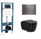 QeramiQ Dely Swirl Toiletset - Hangend toilet - Inbouwreservoir - Soft-close zitting - Mat zwart