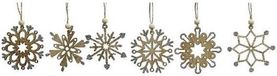 Merkloos / Sans marque Kaemingk B.V. Kersthangers - 12x - sneeuwvlokken - naturel - hout - 6 cm - Kerstboomversiering