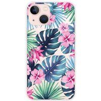 Apple iPhone 13 Mini Tropical aquarelle bedrukt siliconen hoesje