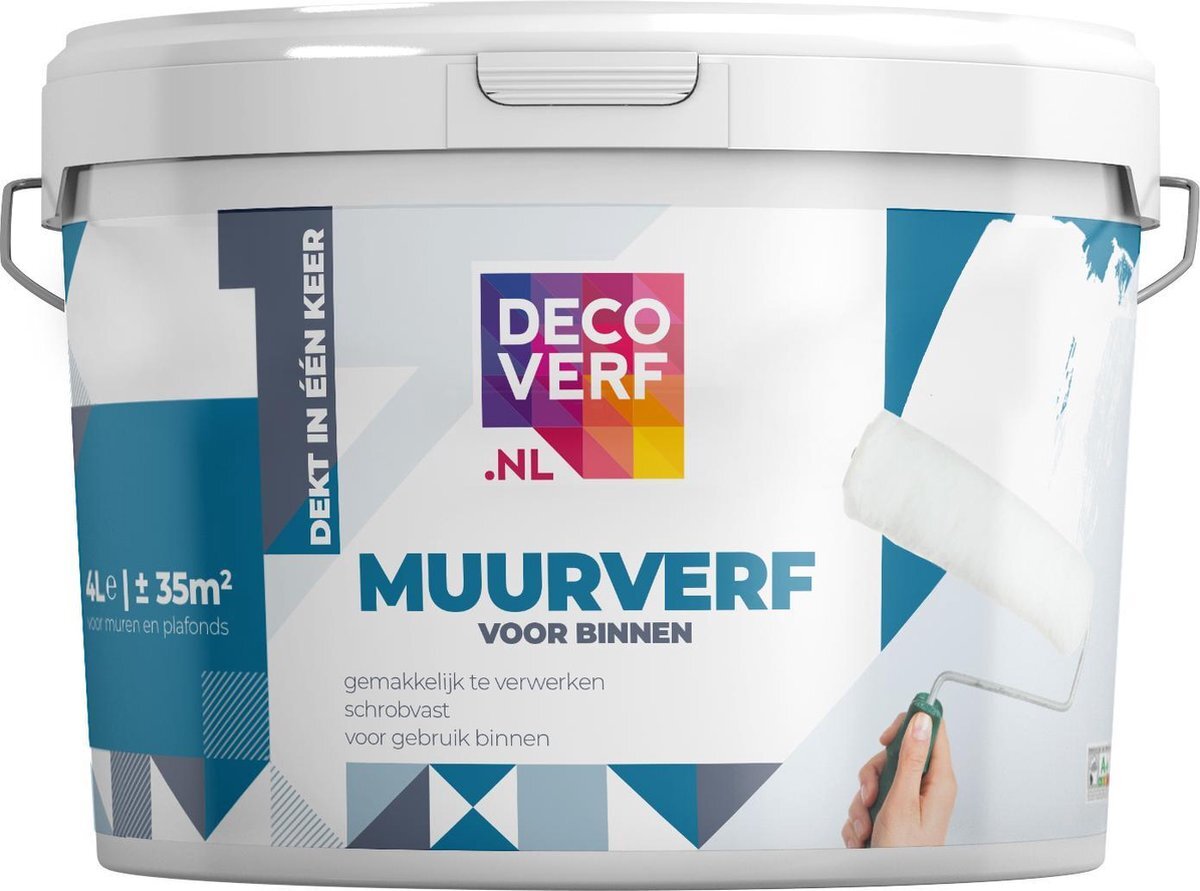 Decoverf.nl Decoverf latex muurverf wit, 9003, 4L