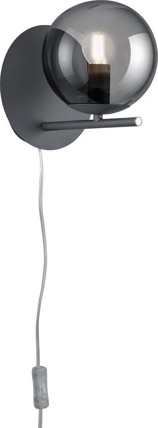 TRIO PURE Wandlamp - Antraciet - E14 - Rookkleurige glas