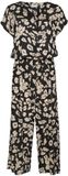 KAFFE Dames jumpsuit Beathe zwart panterprint V-hals korte mouw polyester 46