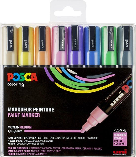 Uni Mitsubishi Pencil Uni Posca Stiften Pastel Colors PC5M 2.5 mm lijn