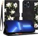 Techsuit FlipCraft Book Wallet Case étui avec cordon pour Apple iPhone 13 Pro Max - Flowers of the Dawn