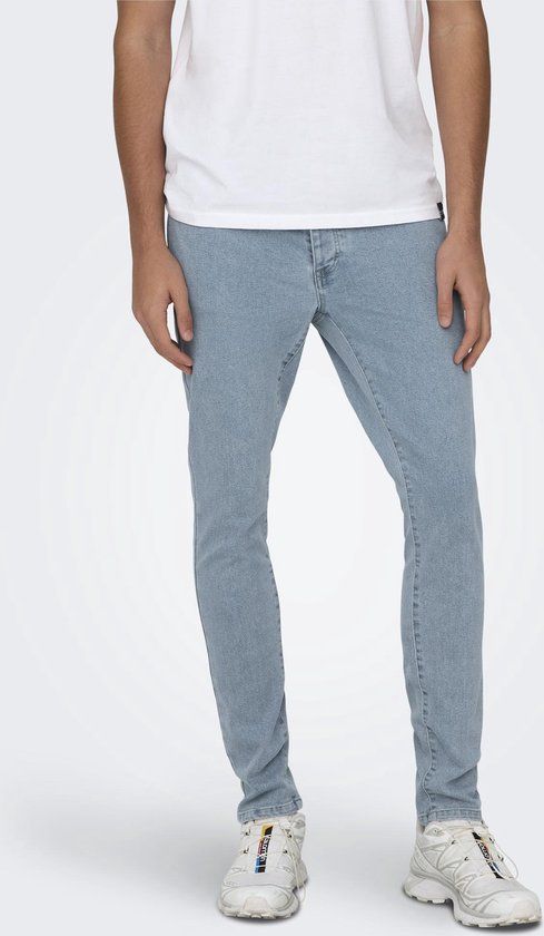 ONLY & SONS ONSWARP SKINNY ONE LBD 7985 BJ DNM VD Heren Jeans - Light Blue Denim - Maat W31 X L32