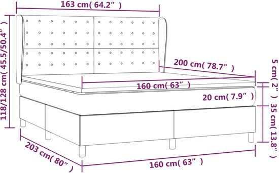 vidaXL Boxspring met matras fluweel lichtgrijs 160x200 cm