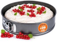 KADAX Springvorm, ronde stalen bakvorm met antiaanbaklaag, platte bodem, drukknop, ring, taartvorm, cakevorm, waterdicht, cakevorm, zilver (diameter : 20 cm)