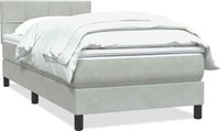 vidaXL Boxspring met matras fluweel lichtgrijs 80x210 cm