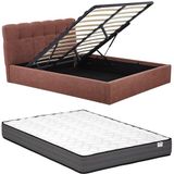 Vente-unique Bed met opbergruimte stof terracotta 160 x 200 cm