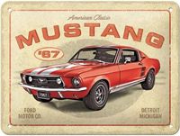 Ford Nostalgic-Art Ford Mustang GT 1967 Red Metalen Bord 15 x 20 cm