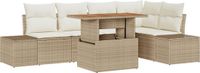 vidaXL Tuinbank Set 6-delig Beige Polyrattan