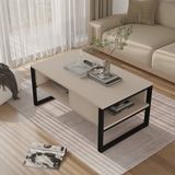 en.casa Salontafel Laukaa met plank 100x60x45 cm grijsbeige en zwart