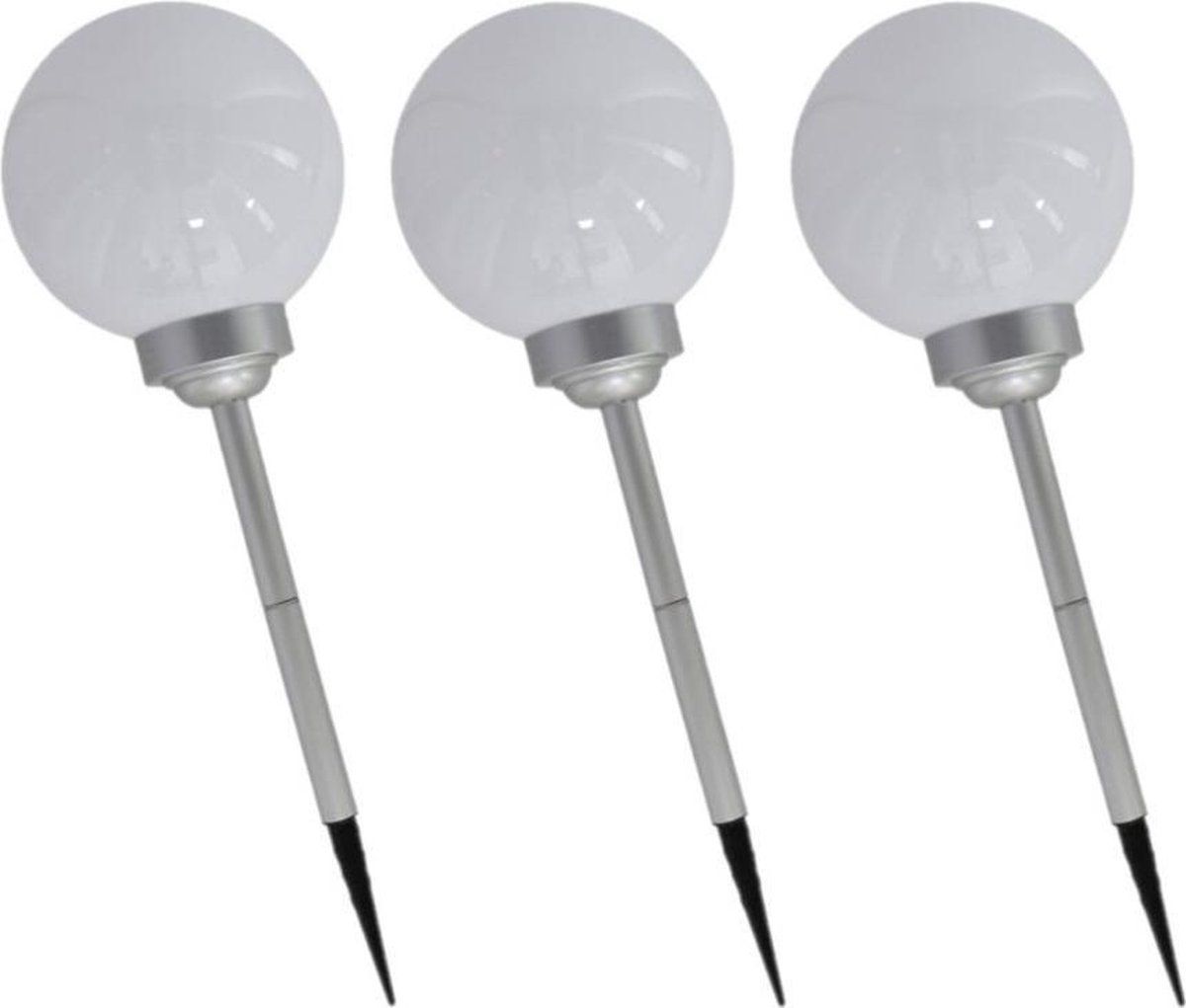 Gerim Set 6x Solar Tuinlampen Prikspots Grote Bol 56cm - Zilver