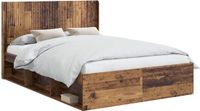 vidaXL Bedframe met opbergruimte en hoofdbord Oud hout 120 x 190 cm