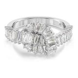 Swarovski Matrix ring, Baguette-slijpvorm, Knoop, Wit, Rodium toplaag