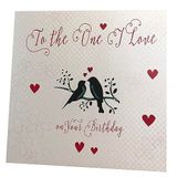 WHITE COTTON CARDS WB171 verjaardagskaart to The One I Love on Your Birthday, handgemaakt, wit