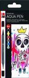 Marabu Aqua Pen Graphix viltstift Zwart, Blauw, Grijs, Geel 6 stuk(s)