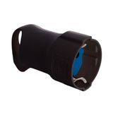 Schuko-basis 4,8 mm, 16 A, 250 V T/TL in zwart, uitgerust met ring voor gemakkelijk en gemakkelijk uitnemen. Ideaal voor veilige en duurzame verbindingen in elke kamer. 5019AN.