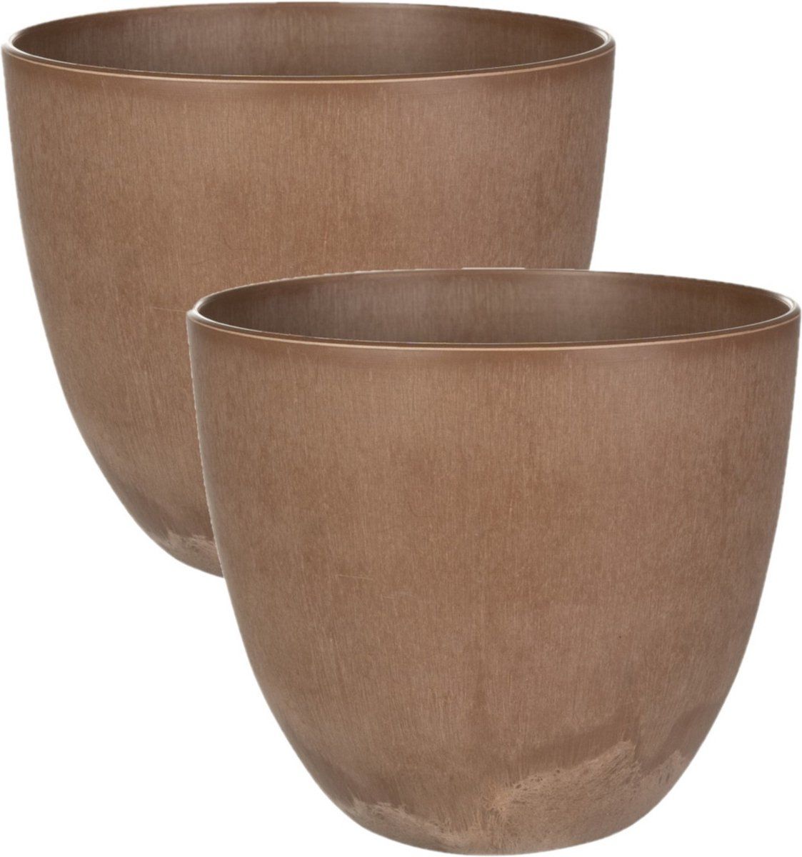 Steege Plantenpot/bloempot - 2 stuks - Ø 23 cm - Artstone terra cotta