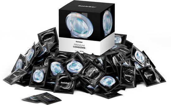 Satisfyer Condooms Heren | 100 stuks | 53 mm | Realistisch & dun met vochtig oppervlak | Huidvriendelijk & geurloos | Met reservoir | Getest & betrouwbaar