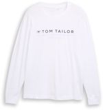 Tom Tailor Shirt met lange mouwen en logoprint - Maat XL - White