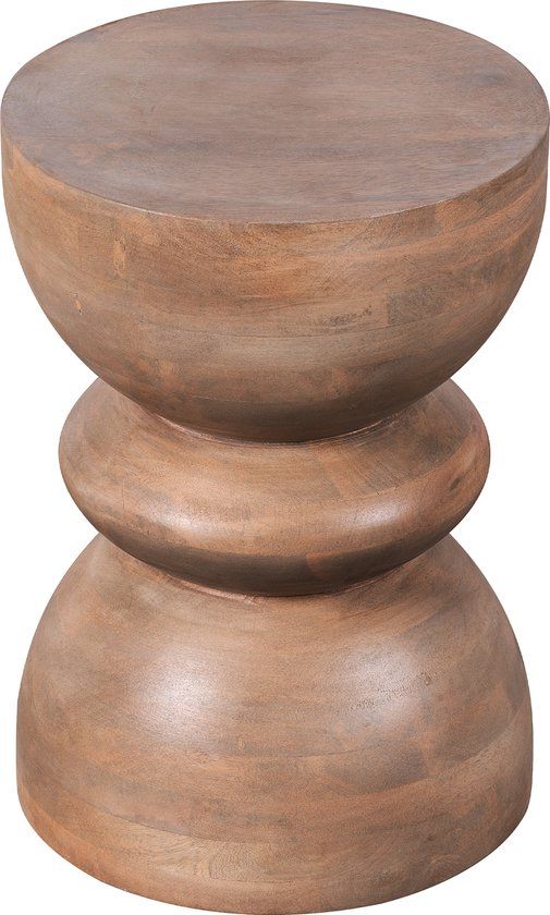 Lewis & Loft Bijzettafel Luis - Gestapeld - FSC® mangohout - Rond ⌀35 - Mat bruin